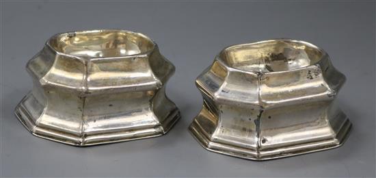 A pair of George I silver trencher salts, John Richardson?, London, 1721, (a.f.), 83mm.